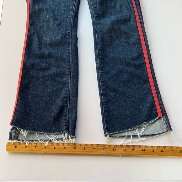 MOTHER Insider Crop Step Fray in Speed Racer‎ Red Stripe Raw Hem Jeans 24 - Picture 16 of 17